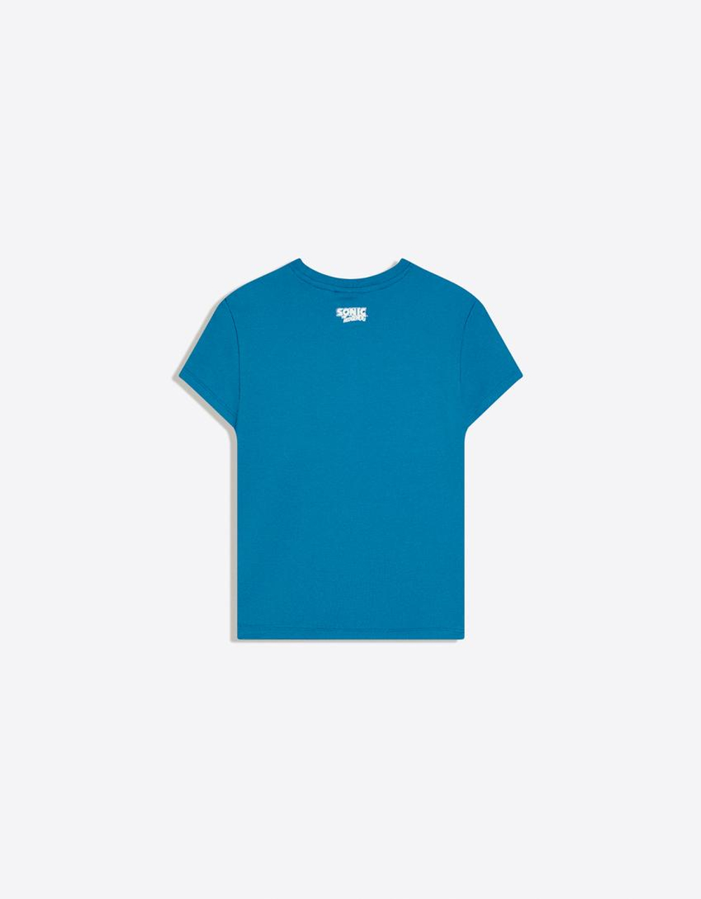 BERSHKA Футболка с коротким рукавом Sonic, синий