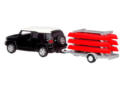 Машина "АВТОПАНОРАМА" Toyota FJ Cruiser c прицепом с досками для серфинга, 1/43, инерция, в/к