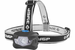 Налобный фонарь ЗУБР 3Вт, +4 LED, 3AAA, 56434