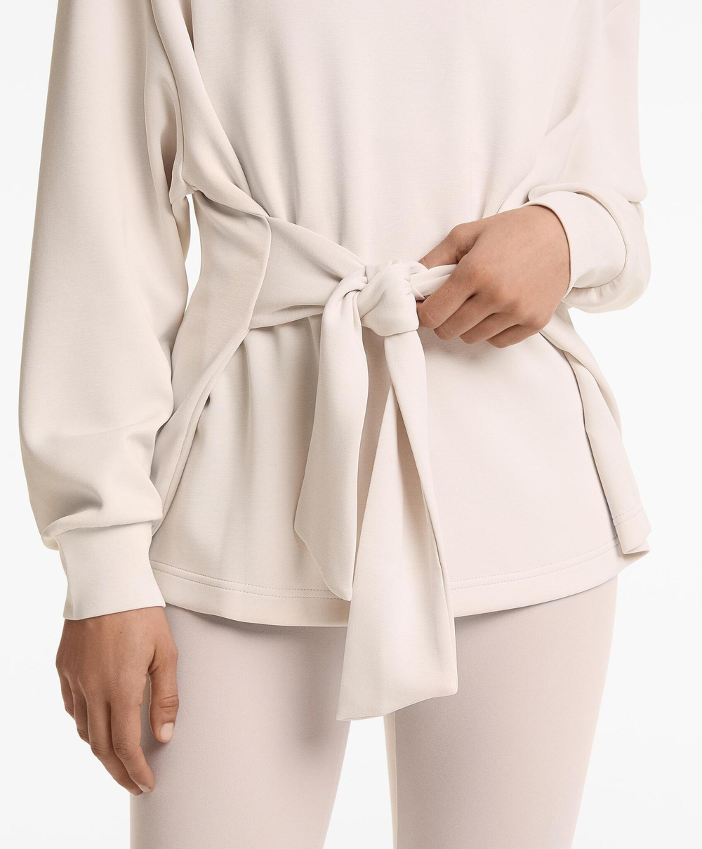 Oysho Толстовка мягкая на ощупь с завязкой на талии, серо-бежевый