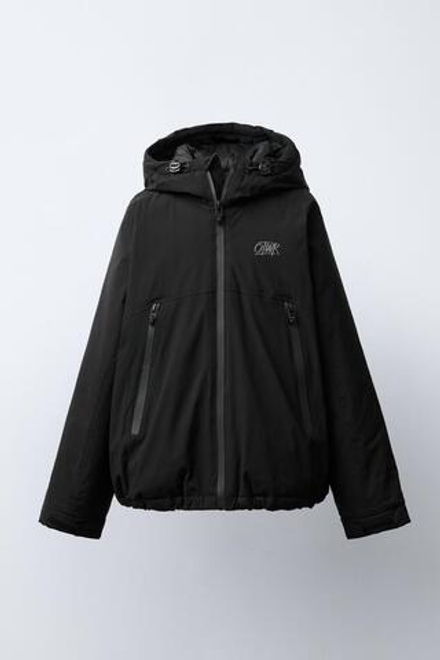 ZARA СТЕГАНАЯ КУРТКА НА МОЛНИИ, ЧЕРНЫЙ