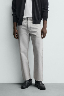 ZARA ДЖИНСЫ STRAIGHT ДЛИНОЙ ДО ЩИКОЛОТКИ, СЕРЫЙ