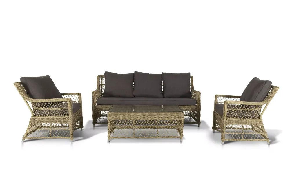 "Гранд Латте" лаунж-зона из искусственного ротанга, цвет соломенный