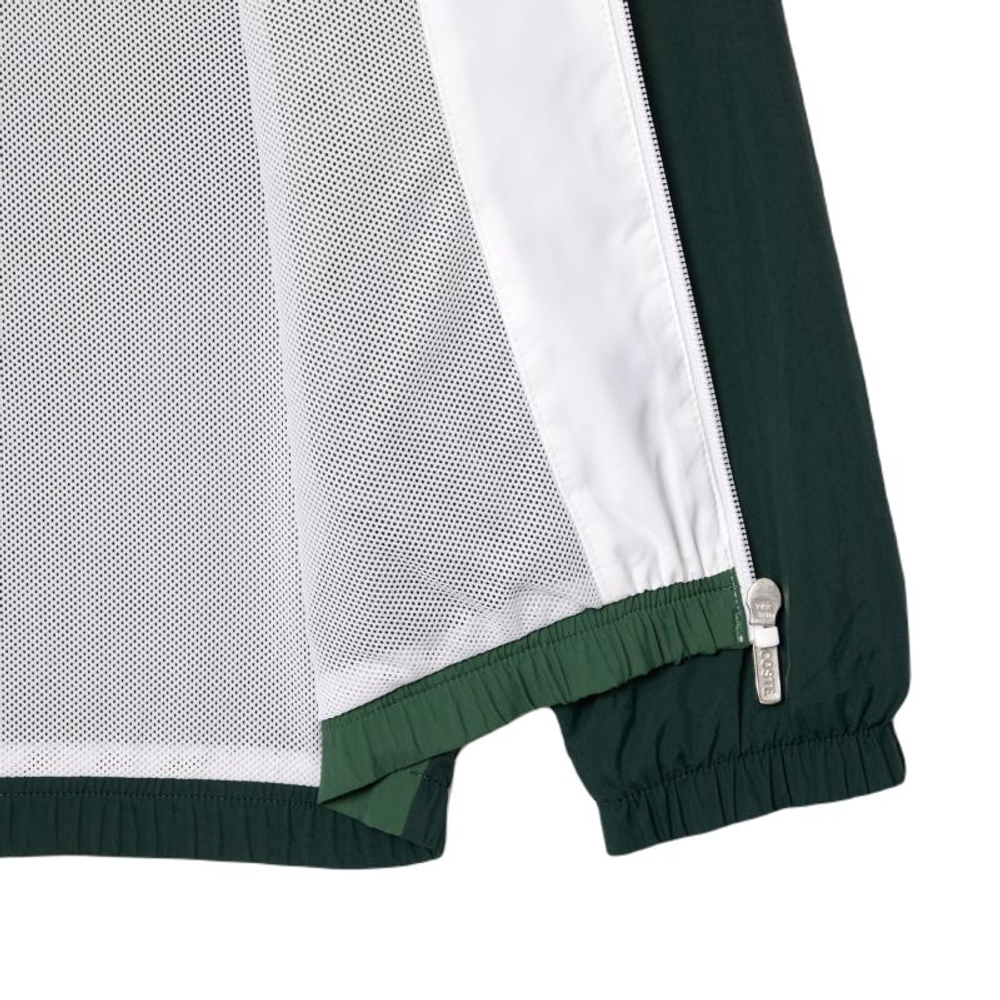 Детская теннисная толстовка Lacoste Recycled Fiber Colourblock Zipped - green/flashy yellow/white/dark green