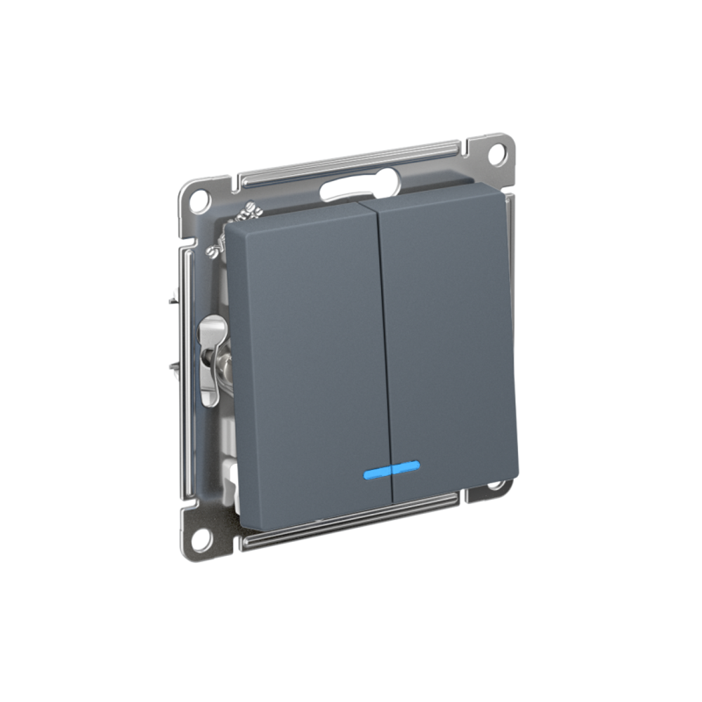 Выключатель 2-кл. СП AtlasDesign 10А IP20 (сх. 5а) 10AX с подсветкой механизм грифель SE ATN000753