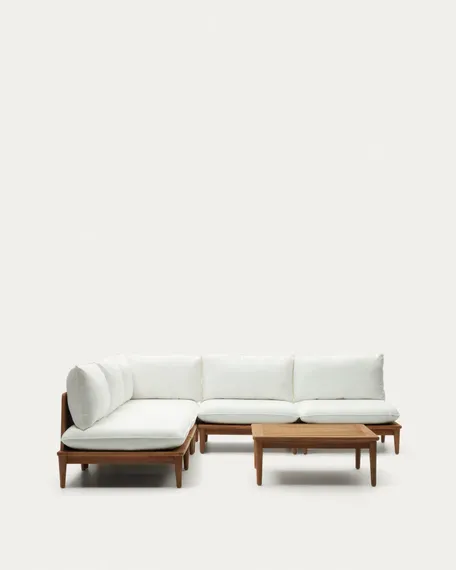 Комплект уличной мебели Portitxol из массива тика, угловой диван, столик