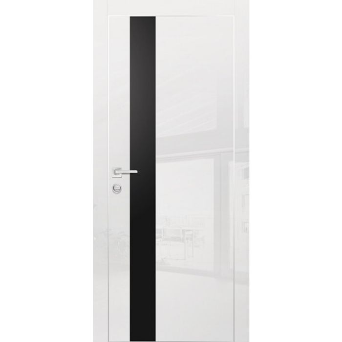 Межкомнатная дверь Graf HGX-10 Черный мателак Белый глянец (2000 х 600)