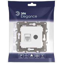 14-3110-01 ЭРА Розетка RJ45+TV, IP20, белый | Elegance Белый