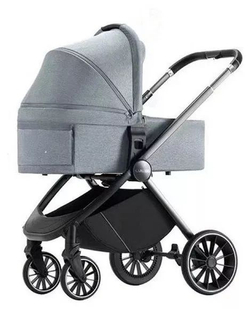 Коляска детская модульная 2в1 Luxmom 760 / выдвижная ручка/серый цвет