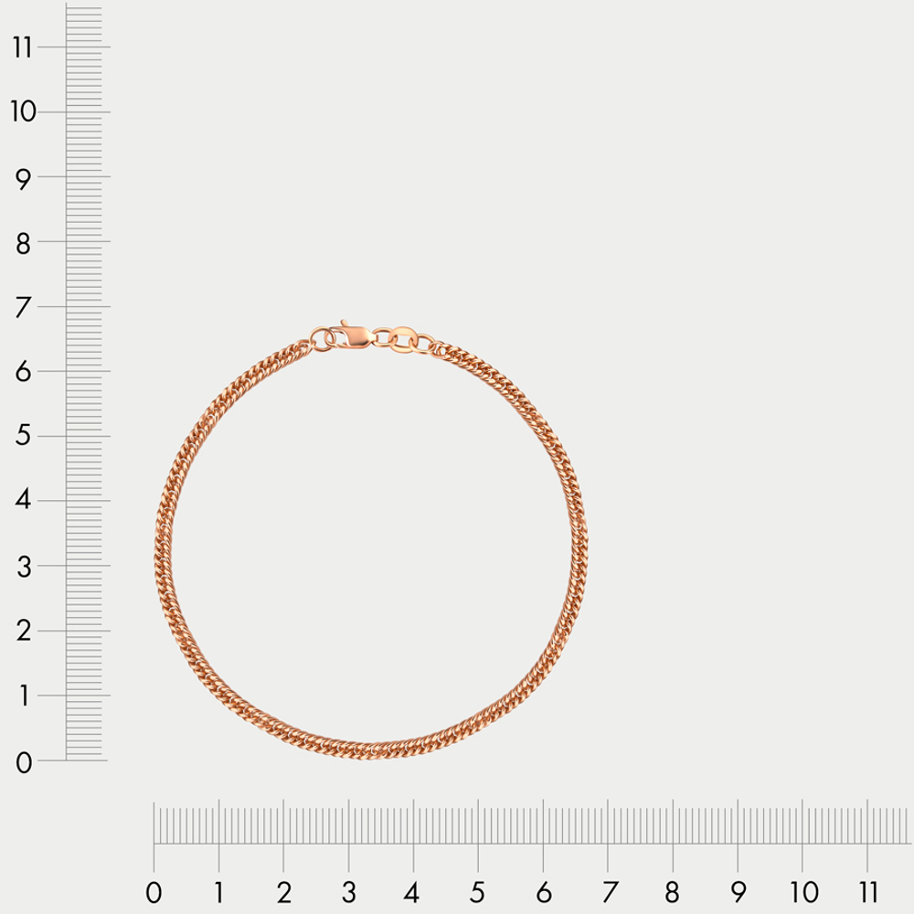 Браслет цепной пустотелый из розового золота 585 пробы с плетением "Гурмета" без вставок (арт. НБ 12-023ПГ 0.60)