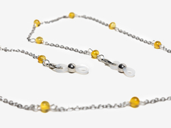 Держатель для очков с цельным янтарем, длина 70 см. Цепочка для очков натуральный камень