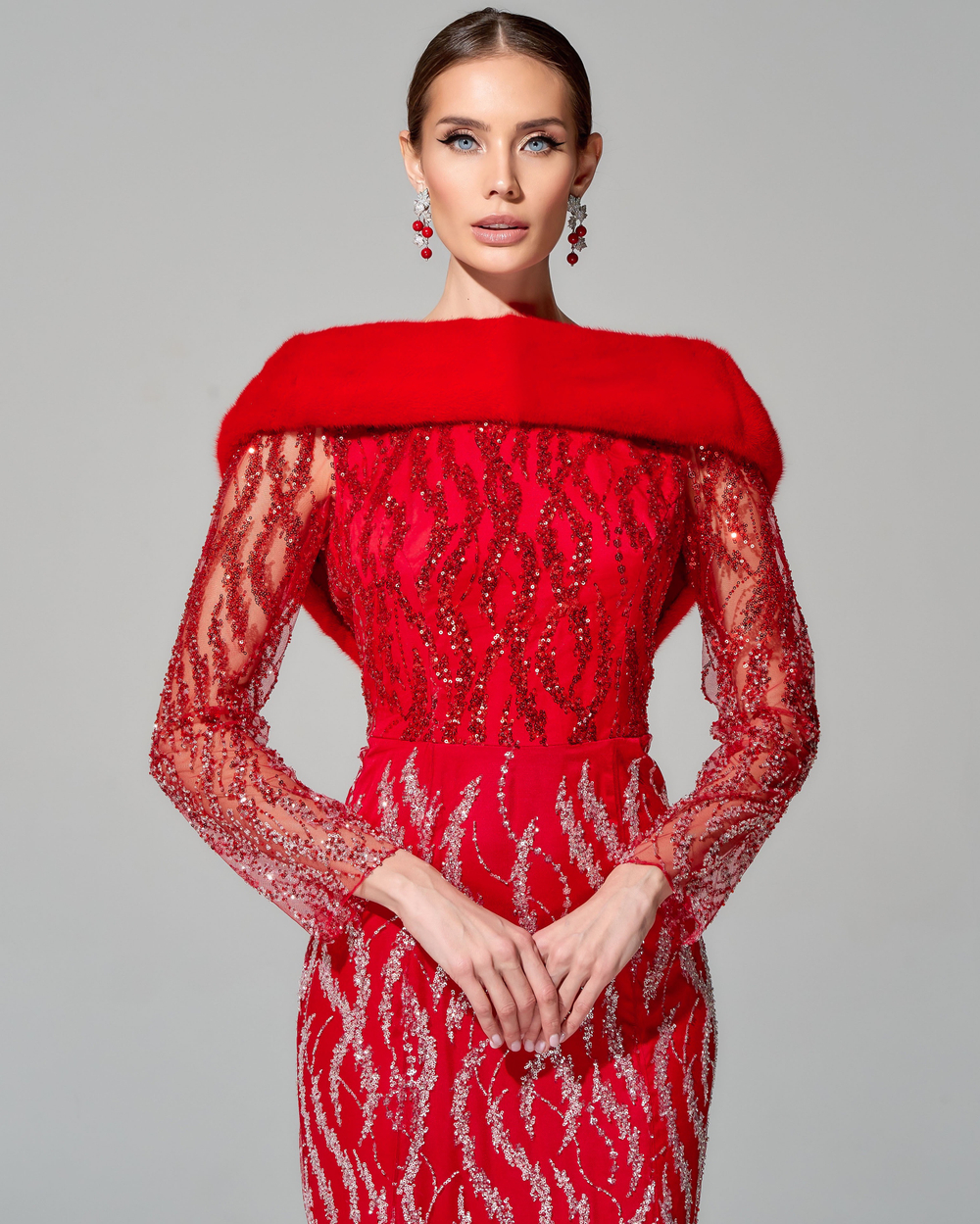 Платье "Зинаида" с меховой отделкой