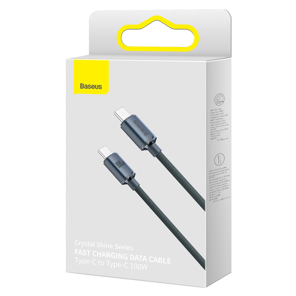 Type-C Кабель Baseus Crystal Shine Series Fast Charging Data Cable Type-C to Type-C 100W 1.2m - Black