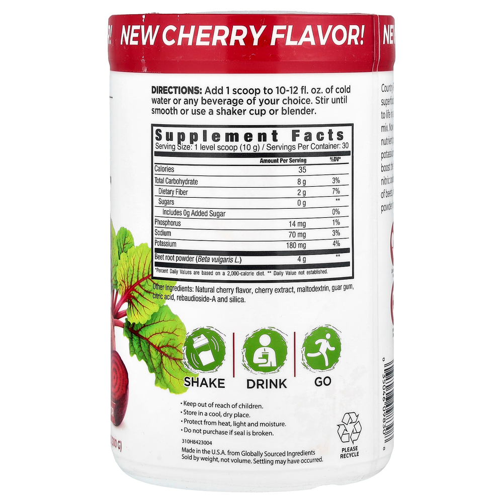 Country Farms, Bounful Beets, экстракт цельной свеклы, вишневый вкус, 300 г (10,6 унции)