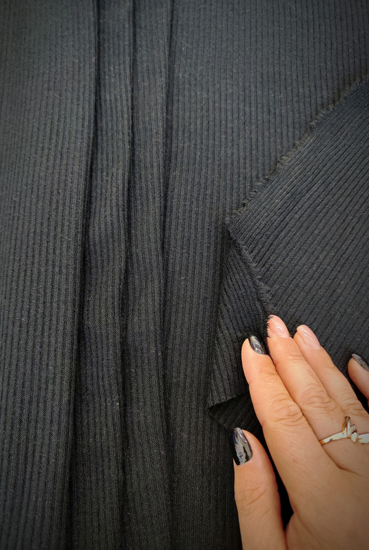 Трикотаж лапша, черный, вискоза SOFI