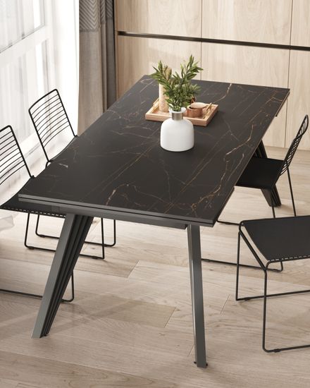 Стол обеденный Rock раскладной 180-280*90 керамика темная