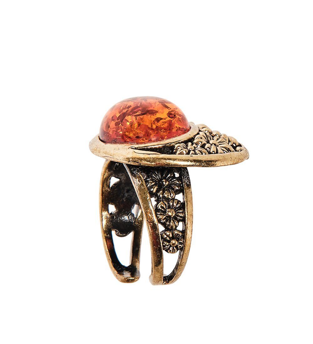 AM-2496 Кольцо «Сакура» (латунь, янтарь)