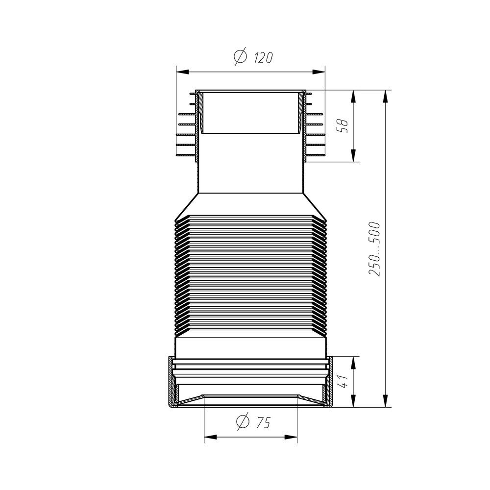 Слив для унитаза гофр  250/500 GS500-АК GS500-АК САНДЕСАНТ