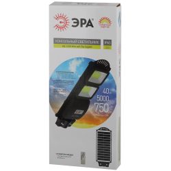 ЭРА Консольный светильник на солн. бат.,COB,40W, с датч. движ.,ПДУ,750lm, 5000К, IP65 | Уличное освещение на солнечных батареях