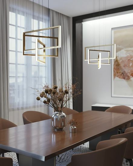 Прямоугольная золотая люстра “Ульрих”