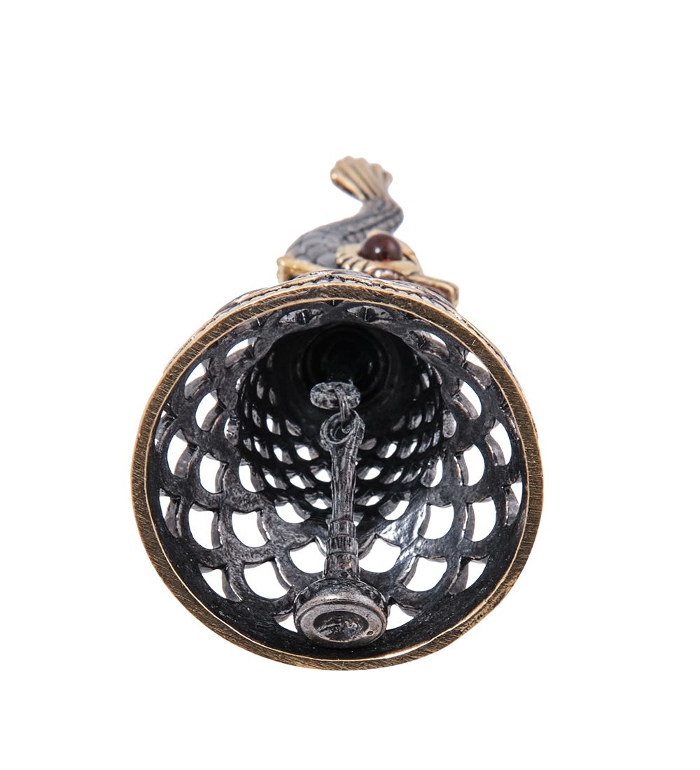 AM- 588 Колокольчик «Рыба Чешуя « (латунь, янтарь)