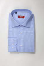 Сорочка мужская VESTER длинный рукав, голубая в микроклетку, хлопок лиоцелл 55641 09