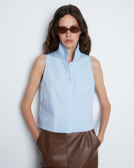 Рубашка без рукавов из хлопка голубой