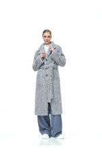 Пальто женское чебурашка из искусственной шерсти мериноса, серый, SilverFox