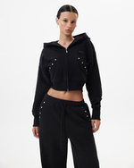 BLACK CROPPED HOODIE