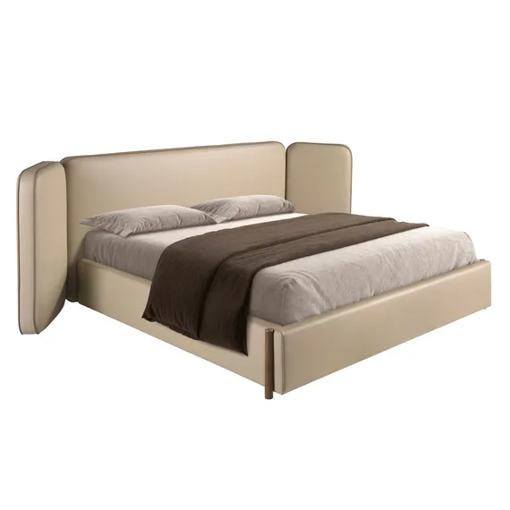 Кровать 7218 из экокожи цвета норки для матраса 180 х 200 см