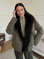 Парка Extra Lux с натуральным мехом хаки