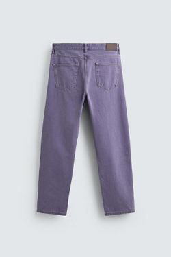 ZARA ДЖИНСЫ STRAIGHT FIT С ЭФФЕКТОМ ПОТЕРТОСТИ, ЛИЛОВЫЙ
