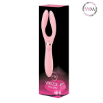 Розовый раздвоенный вибромассажёр с 10 режимами вибрации Bior Toys Erowoman-Eroman EE-10289