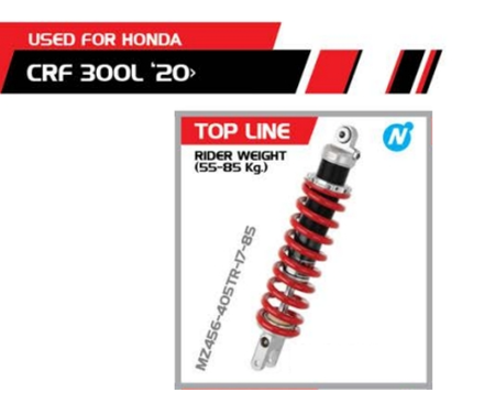 MZ456-405TR-17-85. Rear shock absorber YSS, 405mm, For Honda CRF250-300 all L-M-Rally