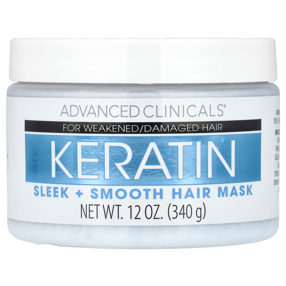Advanced Clinicals, маска с кератином для гладкости волос, 340 г (12 унций)