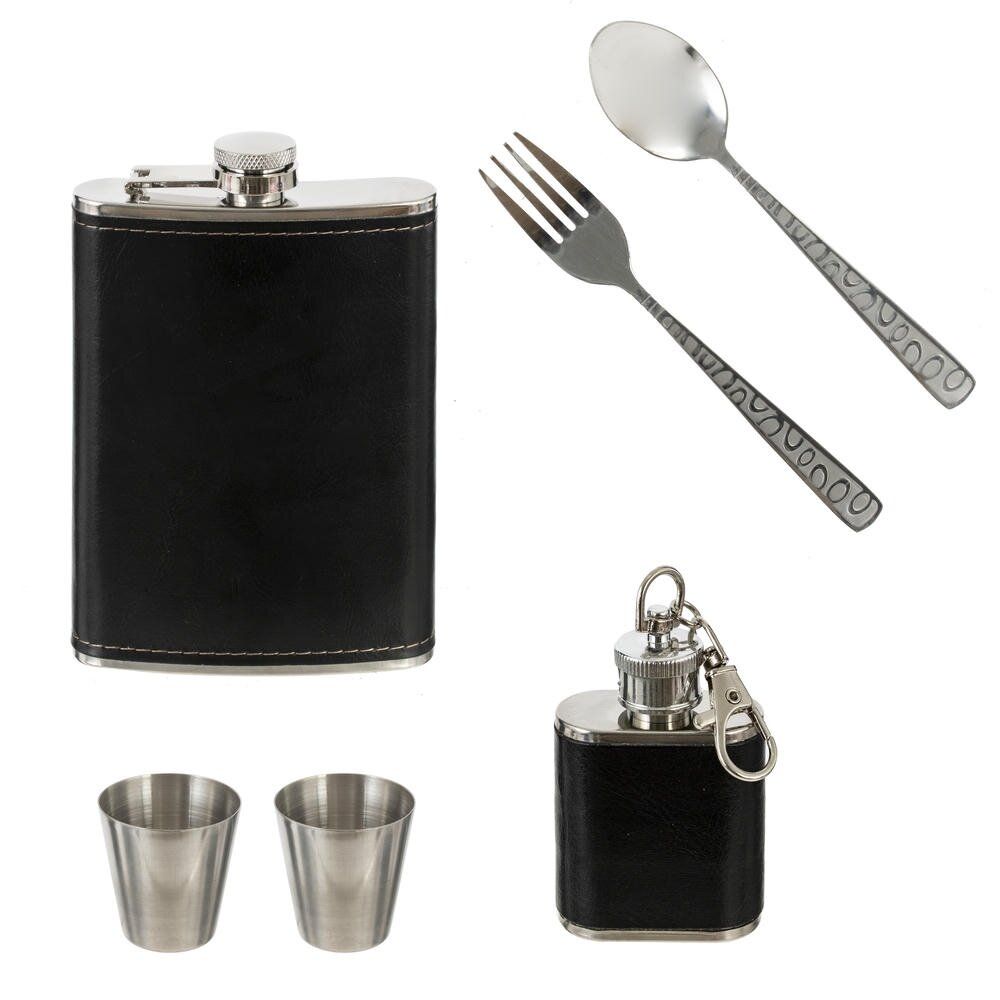 GAEM Набор для пикника 6 предм. (фляжка 220 мл, фляжка, ложка, вилка, 2 стопки 30 мл), L12 W7 H18,5 см