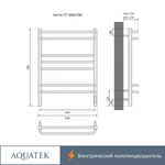 Полотенцесушитель электрический Aquatek (Акватек) Бетта П7 500х700 мм, подключение скрытое к сети электропитания / электропровод с вилкой, с терморегулятором и таймером quick touch, нержавеющая сталь AISI 201, гарантия 5 лет