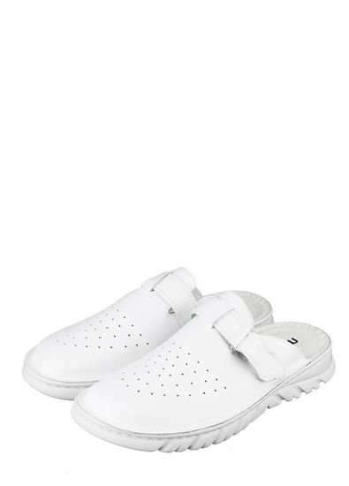 04 | "Luka" | Белые мужские медицинские сабо натуральная кожа