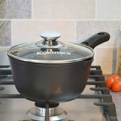 Кастрюля-ковш 1,5л литой с а/пр, со съемной ручкой, со стеклянной крышкой