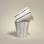 Стакан бумажный белый с полосками, золото, 220мл