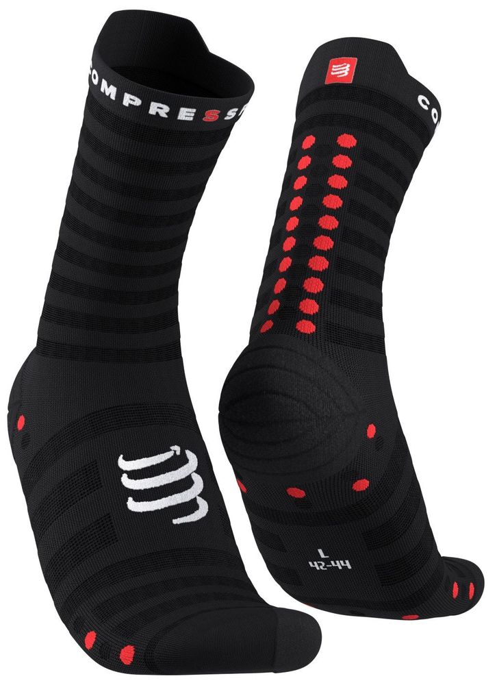 Носки теннисные Compressport Pro Racing Socks v4.0 Ultralight Run High 1P - black/red