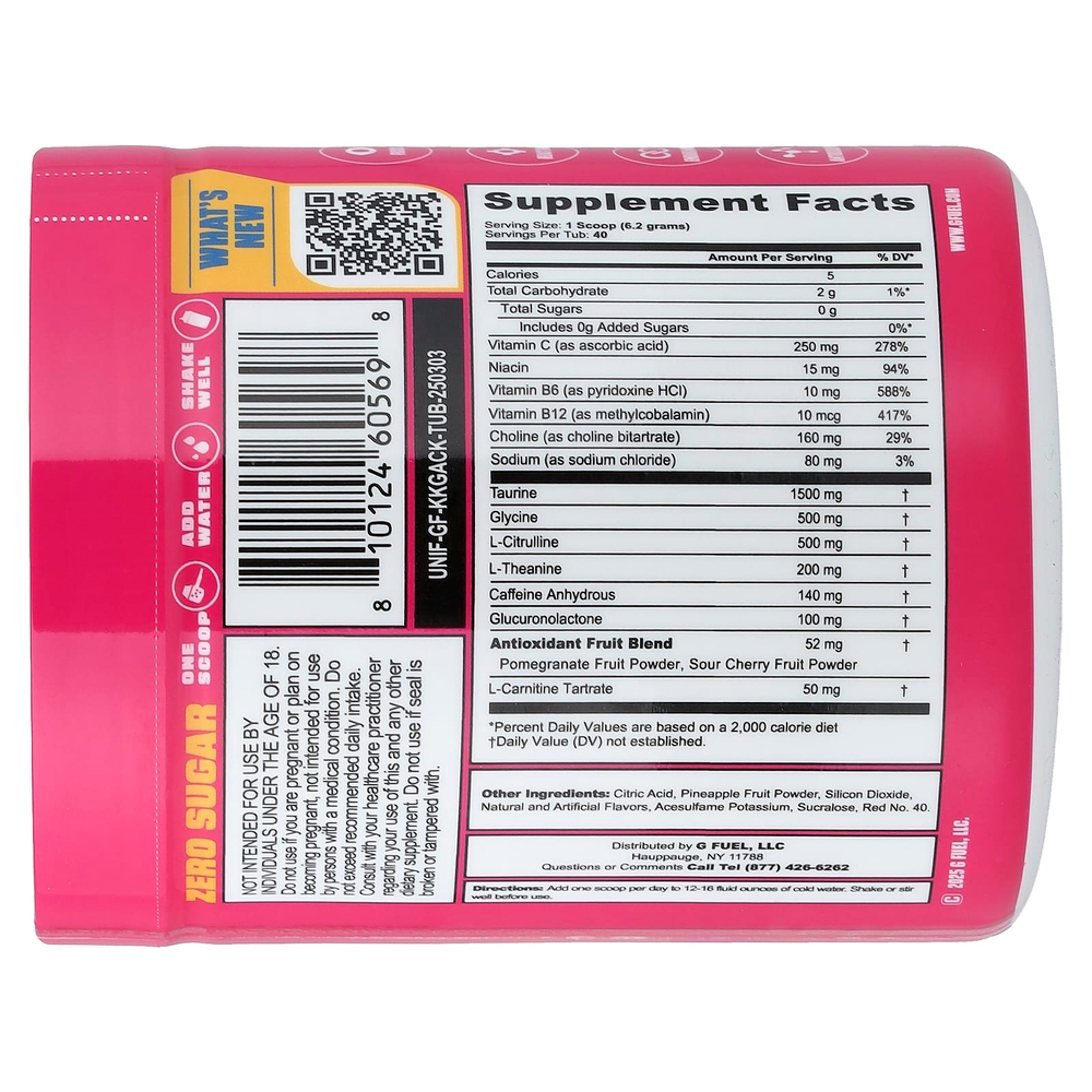 G FUEL, Energy Formula, запатентованный соус, малиновый лимонад, 248 г (8,7 унции)