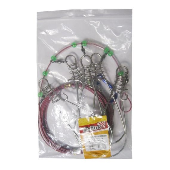 Кукан метал. трос 5-ти карабиновый 5м Helios (HS-XC-YS-5050GZZ)