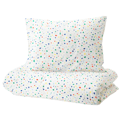 IKEA MÖJLIGHET  (ИКЕА МÖЙЛИГХЕТ)  -  Пододеяльник и наволочка, белый/мозаичный рисунок, 150x200/50x60 см