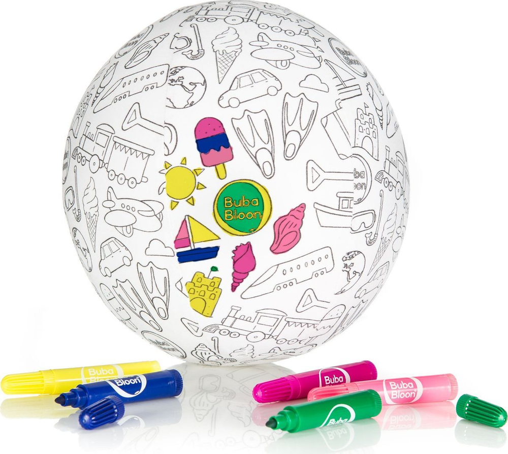 Воздушный мяч (набор шариков с чехлом) (3+) BubaBloon Раскрась сам