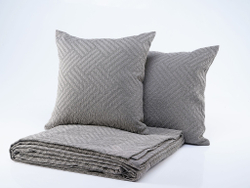 Покрывало 240х260 и 2 декоративные подушки 45х45 Claire Batiste Tilt Greg бежево-коричневые