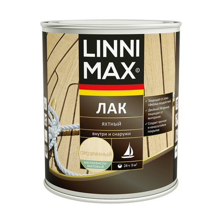 Лак яхтный Linnimax, алкидно-уретановый, шелковисто-матовый, 0,75 л