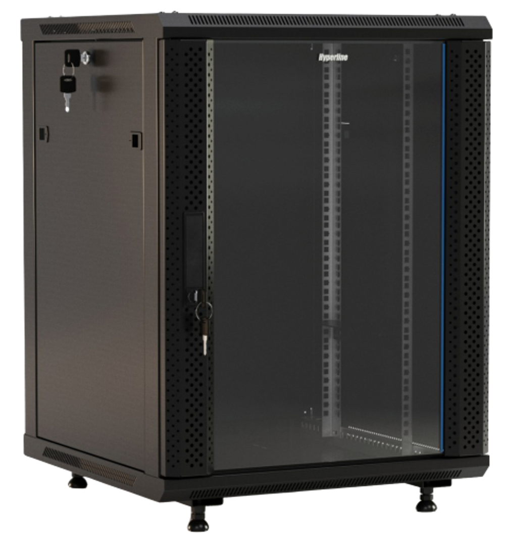 Шкаф настенный 19", 18U Hyperline TWB-FC-1866-GP-RAL9004