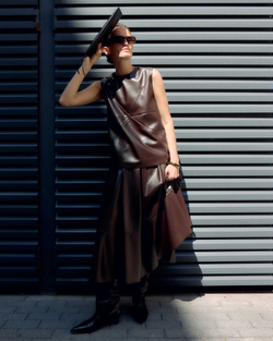 Юбка из искусственной кожи шоколад