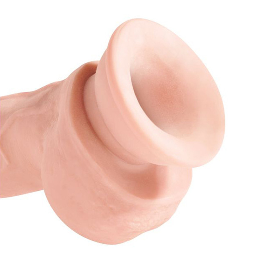 Телесный фаллоимитатор-реалистик 24,1см на присоске с мошонкой PipeDream King Cock Plus 8 Triple Density Cock with Balls Flesh 5719-21